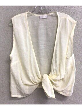 Women’s Monday Yellow Open Front Tie Blouse Top Size Medium